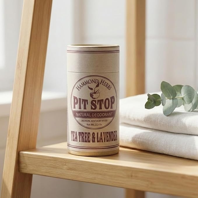 PIT STOP Deodorant - Aluminum-Free Plastic-Free All-Natural Odor Control (Tea Tree &amp Lavender Cedar &amp Doug Fir Bergamot &amp Lime) 3-Pack