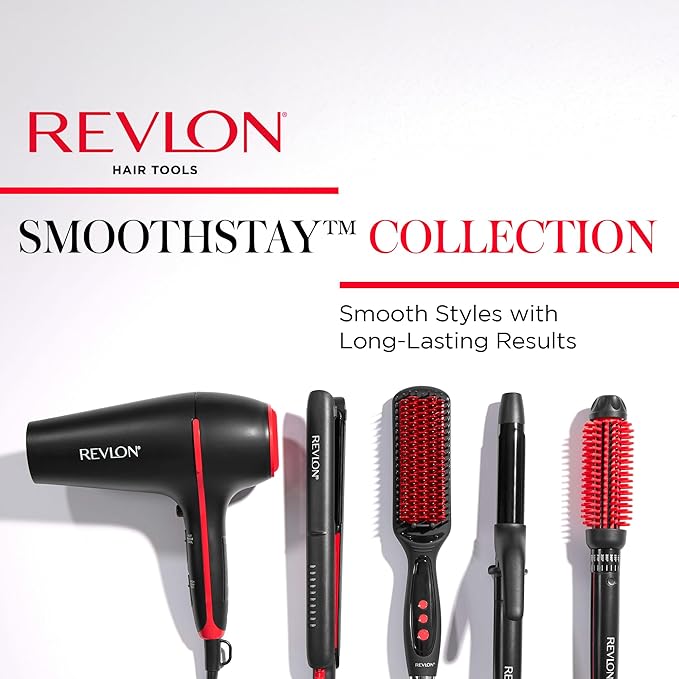 REVLON SmoothStay XL Hair Straightener - Heated Straightening Brush for Silky &amp Straight Long-Lasting Results Locks in Moisture with Reduced Static &amp Frizz
