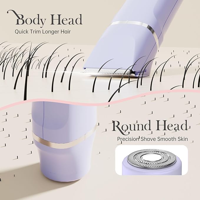 Electric Razors for Women - Wet/Dry Womens Electric Shaver for Legs Replaceable Body Hair Blade Heads&ampHair Remover for Face Head No Nick No Cut No Razor Burn Purple