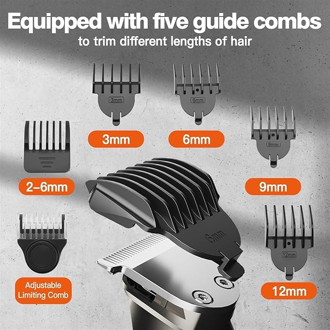 BAHREL Beard Trimmer for Men All in One Mens Beard Grooming Kit IPX7 Washable Mustache Nose Hair Trimmer Foil Trimmer &amp Body Shaver Electric Razor for Men Gifts (Color : Gold)