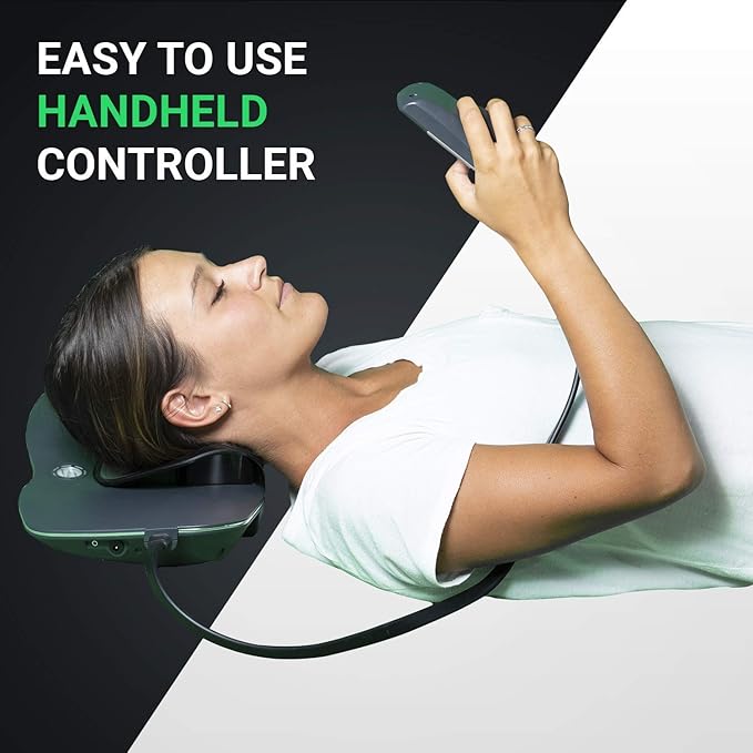 Neck Traction with Heat Therapy by Dynamic Wedge Cervical - Automatic Device Multi-Function Programs Adjustable Temperature - Neck Pain Relief Stretcher