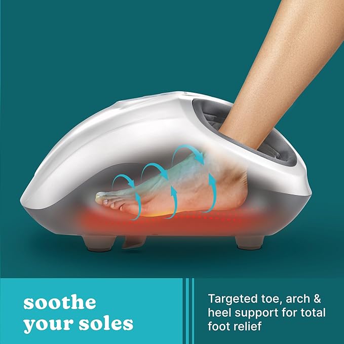Homedics Shiatsu Air 2.0 Foot Massager with Soothing Heat and Rhythmic Air Compression 3 Customized Controls and Intensities Washable Liner at-Home Kneading Massage Relaxes Feet 3 Speed Options