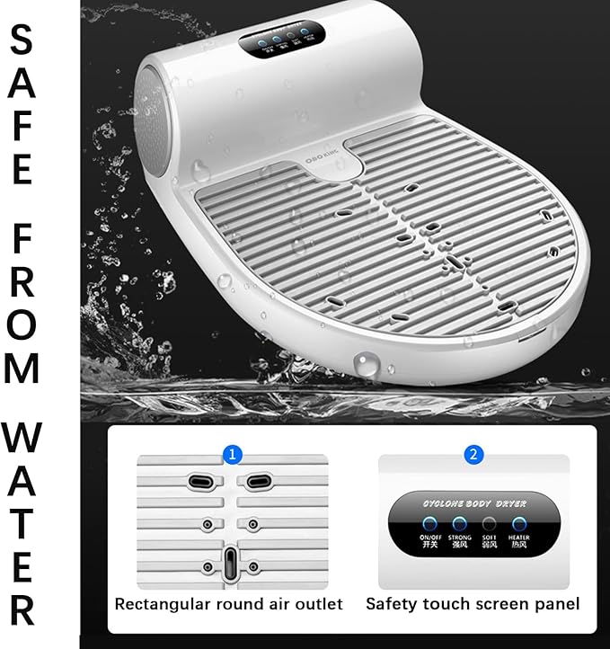 Full Body Dryer for Bathroom | Body Care Dryer 2 Wind speeds Waterproof | Waterproof &amp Non-Slip Body Care dryers with Foot Touch Screen | for Home and Bathroom