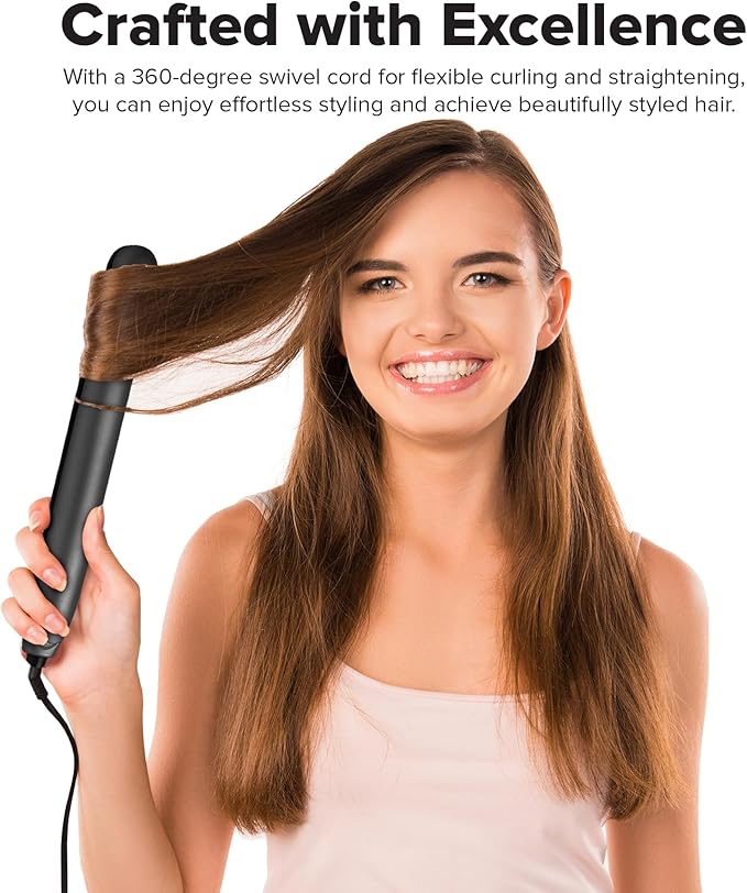 JOYA MIA Diva 1 Ceramic Hair Straightener - Portable Lightweight &amp Compact Flat Iron with Rubberized Coating &amp Automatic Shut-Off Travel-Friendly for All Hair Types - Heats Up to 450F Bla
