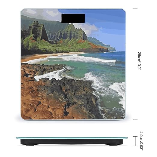 Kauai Hawaii Seashore Bathroom Scale Ultra-Bright Liquid Crystal Screen Weight Scale Accurate Bathroom Body Scales for Body Weight Bathroom Pet Home Bedroom Gift-Giving