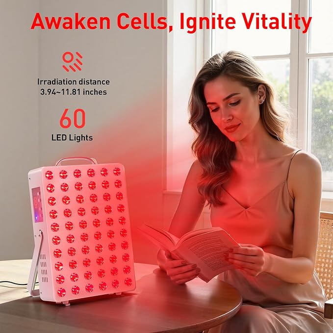 Red Light Therapy for Face Body Infrared Light Therapy for Body 150W with 60 Dual Chip LEDs with 660nm &amp 850nm Near Infrared LED Red Light Therapy Panel at Home 3 Modes Adjustable Brightness and T