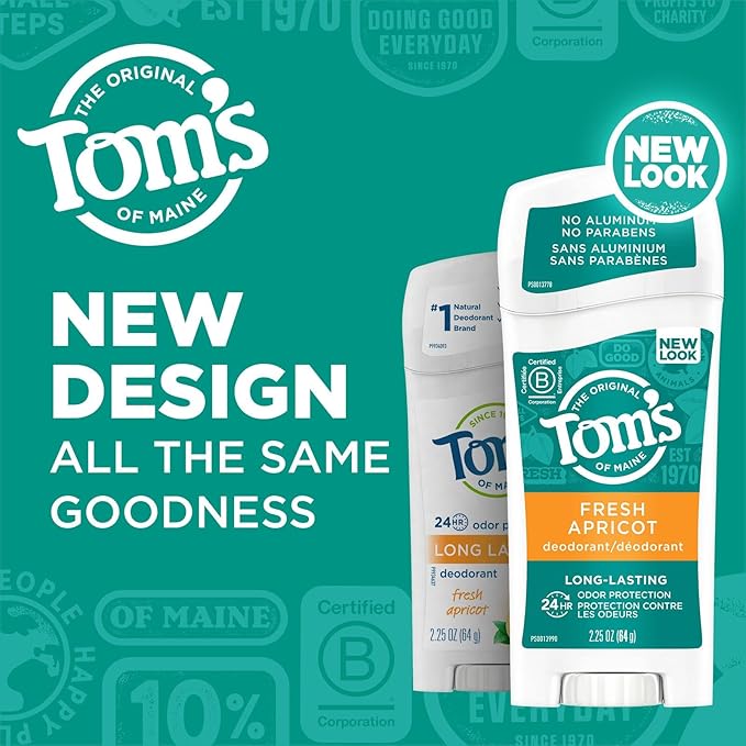 Tom's of Maine Long-Lasting Aluminum-Free Natural Deodorant for Women Fresh Apricot 2.25 oz. 3-Pack (Packaging May Vary)
