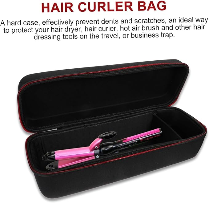 WOONEKY Travel Hair Brush Case Hair Curler Bag Travel Case Compact Lightweight