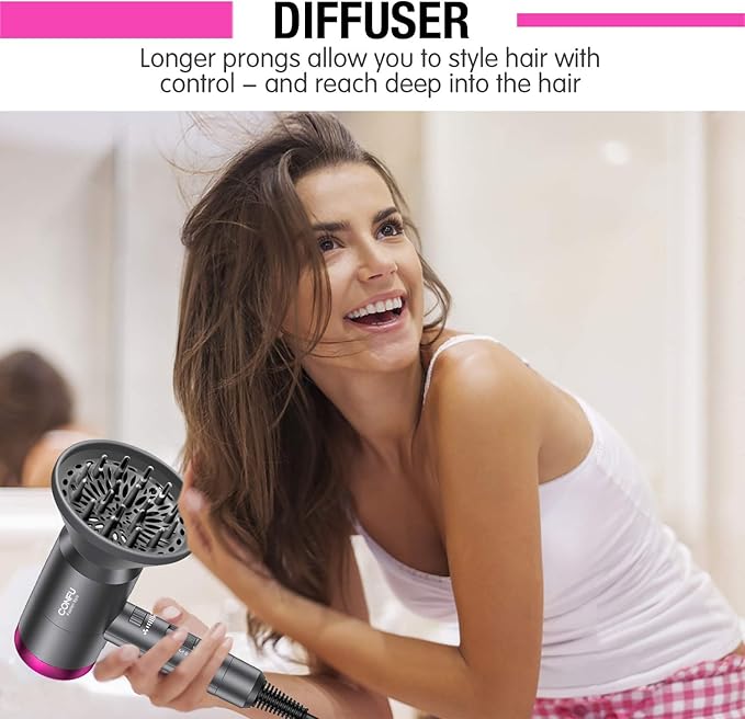 CONFU Ionic Blow Dryer 1600W Portable Lightweight Fast Drying Negative Ion Hairdryer Blowdryer 3 Heat Settings &amp Infinity Speed with Diffuser and Concentrator Nozzle for Home &amp Travel