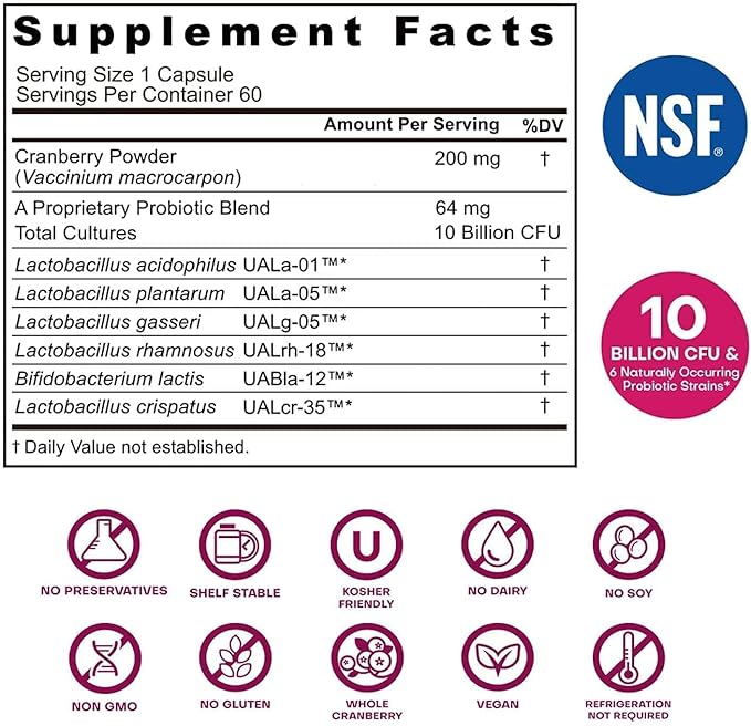 Nutricelebrity Probiotics for Women 10 Billion CFU 6 Strains Organic Prebiotics for DigestiveVaginal&ampImmune HealthPH Balance &amp Feminine HealthPeriod Pain BV Relief Cranberry Extract+ 3 P