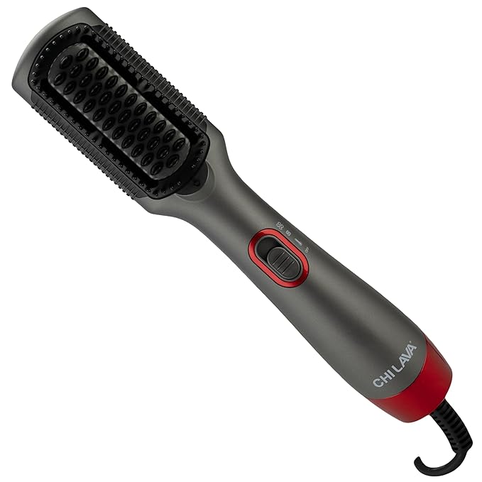 CHI Lava Heated Straightening Brush 3-in-1 Hair Straightener Dryer &amp Smoothing Comb Reduces Frizz &amp Increases Shine for Healthy &amp Easy Styling