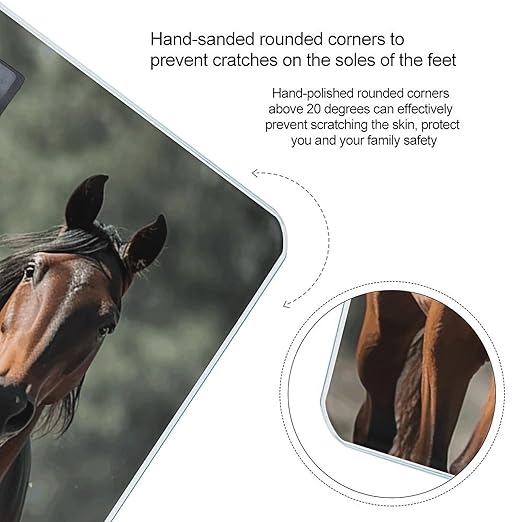 Animales Horses Digital Bathroom Scale for Body Weight with High Precision Digital Weighing Scale with BMI Clear LCD Display and Step-On Measures Weight Up to 180kg