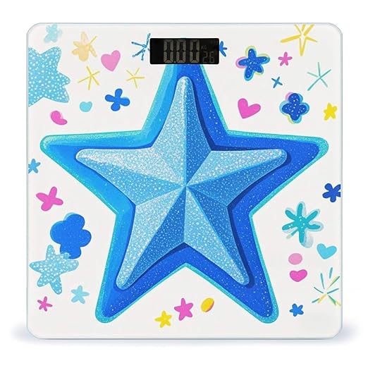 Cartoon Blue Star Smart Scale for Body Weight Accurate Bathroom Scale with LED Display Digital Weight Scales Weighing Machine High Precision Scales for Bath Home
