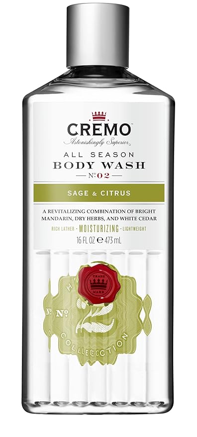 Cremo Men's Body Wash Bundle with Bright Mandarin Dry Herbs White Cedar and Vintage Suede Fragrances 2x16 Fl Oz