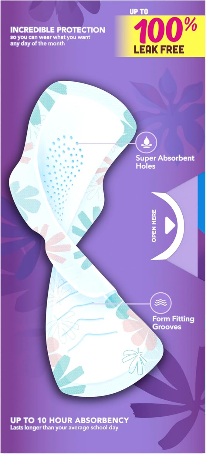 Always Radiant Teen Pads Size 3 Extra Heavy with Wings Unscented60 Count (Pack of 2)