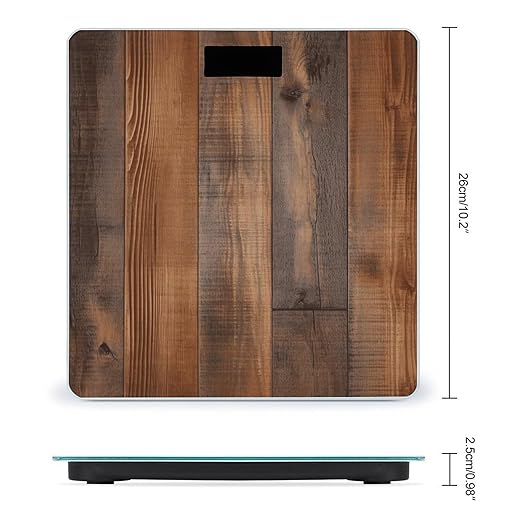 Brown Wooden Bathroom Scale Weight Scale for Body WeightHighly Accurate Digital Weighing Machine Clear LED Display Digital Bathroom Body Scale 400lb/182kg