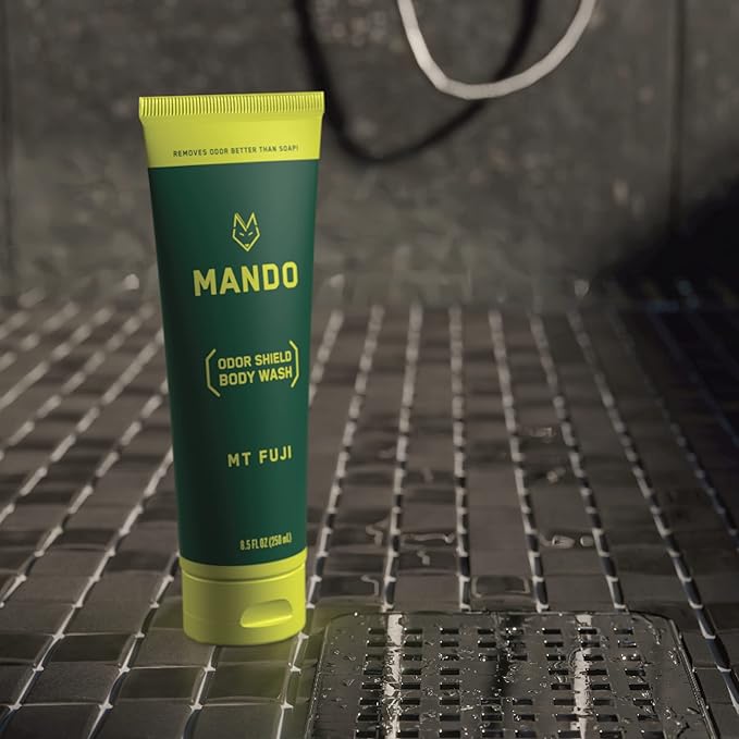 Mando Odor Shield Body Wash - Pro Sport and Mt Fuji Scents - 24 Hour Control Removes Odor Better than Soap | SLS and Paraben Free Skin Safe