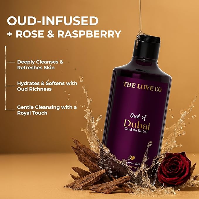 THE LOVE_CO. Body Wash for Women &amp Men | Oud of Dubai | Hydrating Gel Cleanser | Clean &amp Soften Skin | Made with Niacinamide &amp Shea Butter | Free From Parabens &amp Pthalates