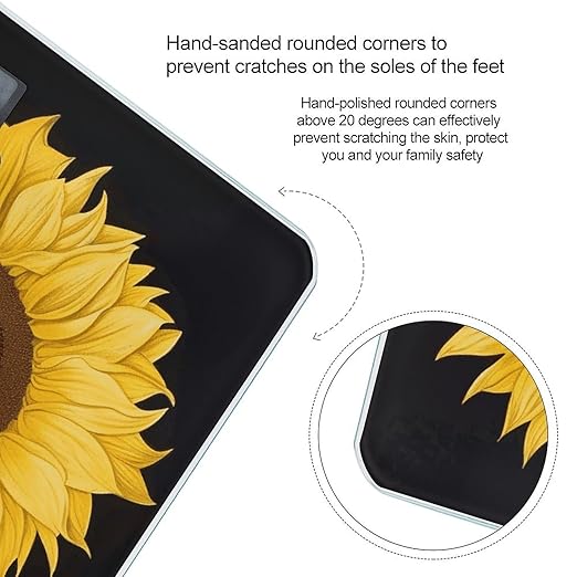 Yellow Sunflowers with Blue Butterflies Bathroom Scale for Body Weight Bathroom Weighing Scale with Backlit LCD Display Highly Accurate Measures Weight Up to 180kg