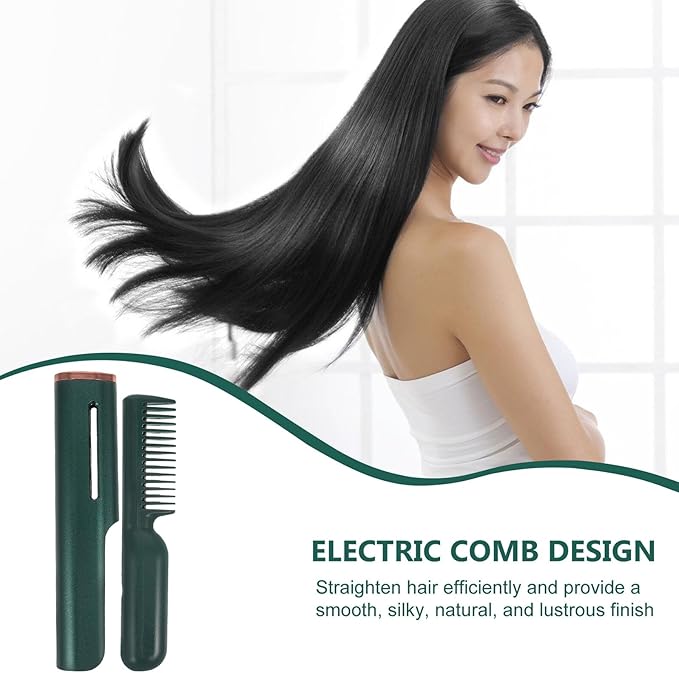 USB Powered Electric Hair Straightening Comb with Ceramic Plates Small Portable Heating Hair Styler for Safe Minimize Heat Damage for Healthy Look