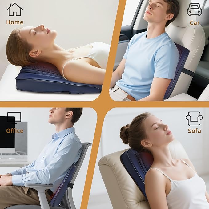 Joyset Back Massager for Back Pain Deep Tissue Shiatsu Lower Back Neck Massager with Heat 3D Kneading Massage Pillow for Neck Shoulder Legs Gifts for Mom Dad Women