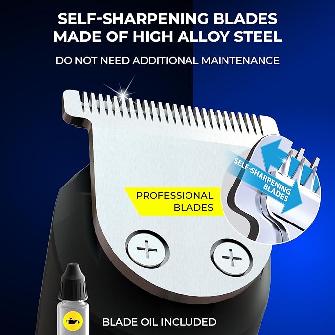 11-in-1 Men's Beard and Mustache Electric Trimmer Kit Cordless Body and Nose Hair Razors Set of Beard Clippers USB Rechargeable Battery Shaver for Men Lifetime Self-Sharp Blades