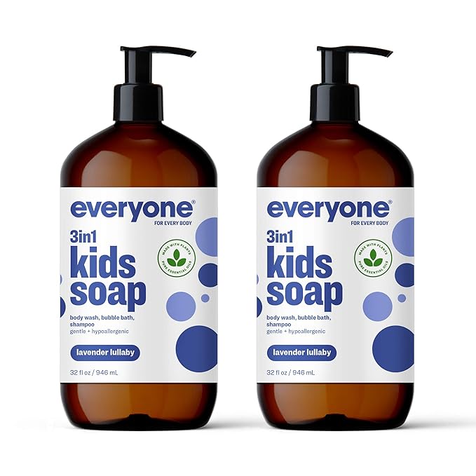 Everyone 3-in-1 Soap Body Wash Bubble Bath Shampoo 32 Fl Oz (Pack of 2) &amp 3-in-1 Kids Soap Body Wash Bubble Bath Shampoo 32 Ounce (Pack of 2) Lavender Lullaby