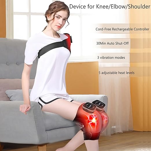 Red Light Therapy Knee Brace Wireless Rechargeable 665nm &amp 855nm Heating &amp Vibration for Knee/Joint/Elbow/Shoulder (One Size Adjustable PCS 1)