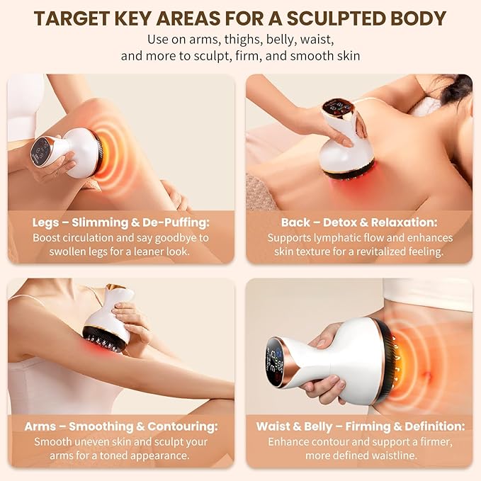 Lymphatic Drainage Massager &amp Anti Cellulite Massage Tool Helps Reduce Stretch Marks &amp Cellulite for Legs Arms &amp Belly Body Sculpting Machine with Microcurrent Light Heat &amp Vibra