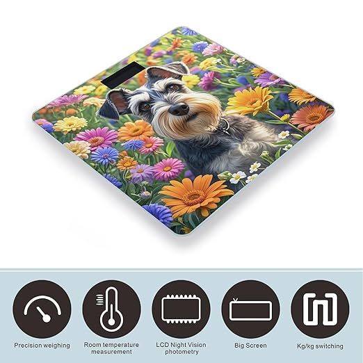 Schnauzer Scale for Body Weight Highly Accurate Digital Bathroom Body Scale Digital Bathroom Scales for People Anti-Slip Large LCD Display Smart Scales
