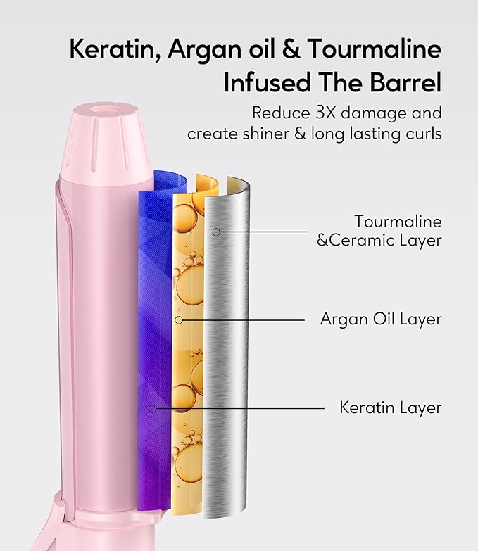 FARERY Mini Curling Iron 1 Inch Ceramic Mini Hair Curler with 3 Adjustable Temp Auto-Off 100-240V Dual Voltage for Travel Infused with Keratin &amp Argan Oil Travel Size Curling Iron with Storag