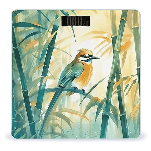 Birds and Tree Bathroom Scale for Body Weight Bathroom Weighing Scale with Backlit LCD Display Highly Accurate Measures Weight Up to 180kg