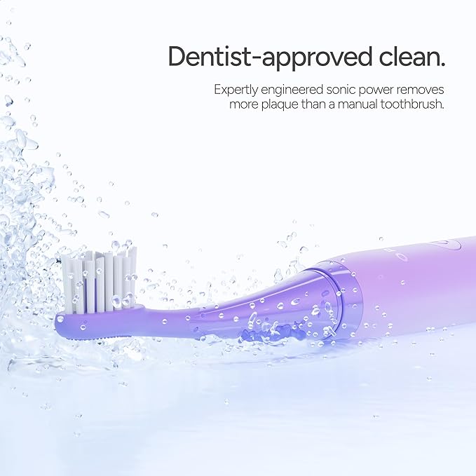 ORDO Lite Sonic Toothbrush Electric Toothbrushes with 35000 Pulses Per Min Dual Modes Over 5 Weeks Battery Smart Timer Waterproof USB C Lavender