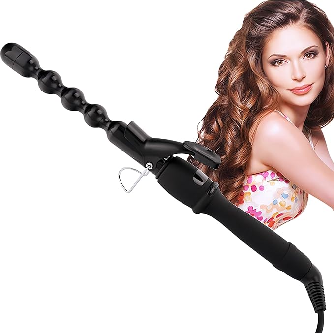 1 inch Bubble Curling Wand Beach Wave Curling Iron Hair Curler Crimper Professional Bubble Wand Curling Iron for Short &ampLong Hair with Adjustable Temp Wavy Curler Styler