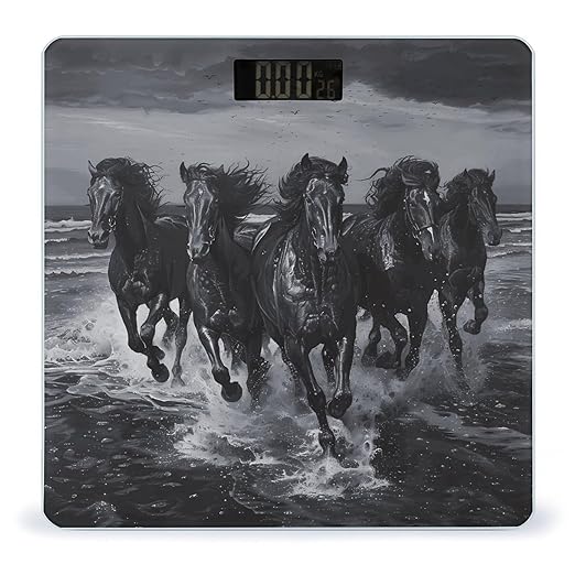 Running Black Horses Digital Bathroom Scale for Body Weight Weighing Scale with Backlit LCD Display High Precision Measurements &amp Measures Weight Up to 180kg