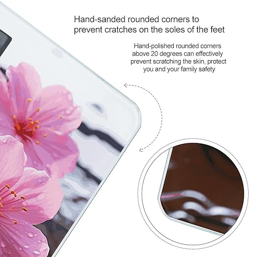 Pink Flower Bathroom Scale Ultra-Bright Liquid Crystal Screen Weight Scale Accurate Bathroom Body Scales for Body Weight Bathroom Pet Home Bedroom Gift-Giving