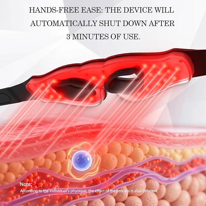LED Eye Mask Red Light Therapy for Eyes Under Eye Red Light Therapy Device for Dark Circles Puffy Eyes Eye Bags &amp Fine Lines Eye Care for Men and Women with Velcro Straps and Eye Protection