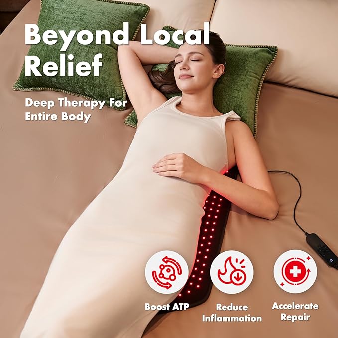 ALLOLO Red Light Therapy for Body 27.6*13.9 Large Infrared Light Therapy with Timer 280pcs 3-in-1 LEDs 660nm&amp850nm Red Light Therapy Pad for Back Belly Knee Joint (with Storage Bag &amp Glass