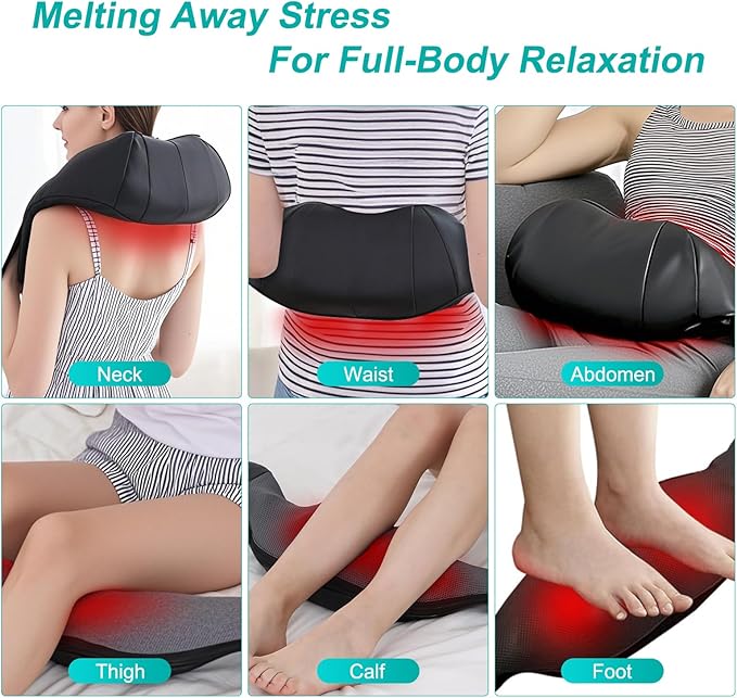 Shiatsu Back and Neck Massager with Heat Deep Tissue Kneading Back Massager for Pain Relief