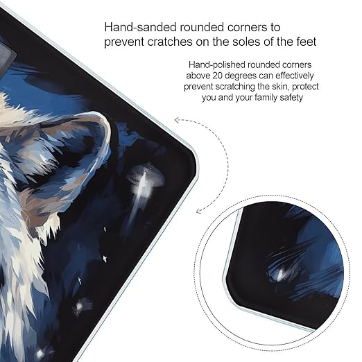 Wolf Head on Blue Background Bathroom Scale Ultra-Bright Liquid Crystal Screen Weight Scale Accurate Bathroom Body Scales for Body Weight Bathroom Pet Home Bedroom Gift-Giving