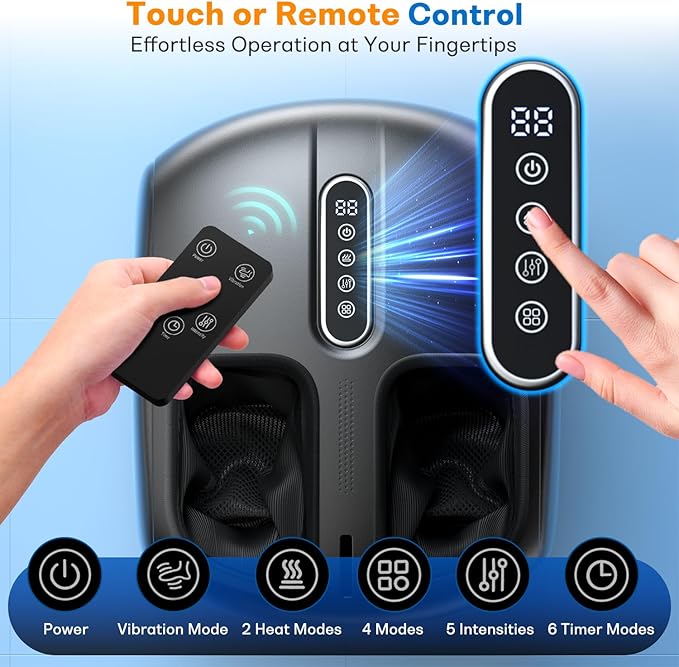 Shiatsu Feet Massager Foot Massager with Heat Deep Kneading Vibration and Air Compression for Plantar Fasciitis 2 Heat Levels Birthday Gifts for Women Mom Dad