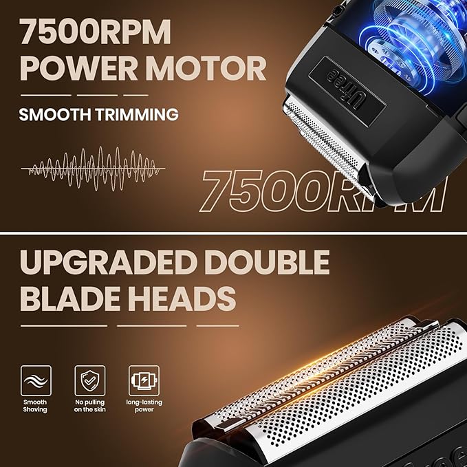 Ufree Beard Trimmer for Men Foil Shaver Electric Razor Shavers for Body Face Nose Ear Cordless Hair Trimmer Professional Hair Clippers Mustache Grooming Kit Birthday Gifts for Men