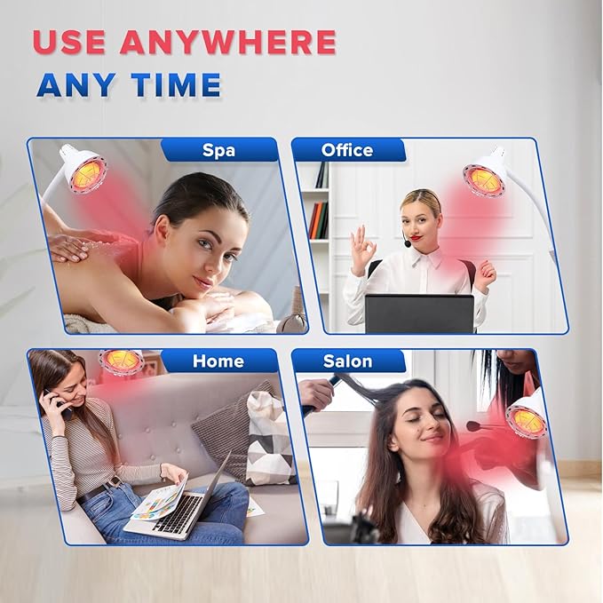 Infarex Stand-up Infrared Lamp | 275W Red Light Therapy Heat Bulb 3000h 110V | Rotating Adjustable Portable | Pain Relief Muscle Aches | Home Spa Dermatology Clinic Beauty Salon
