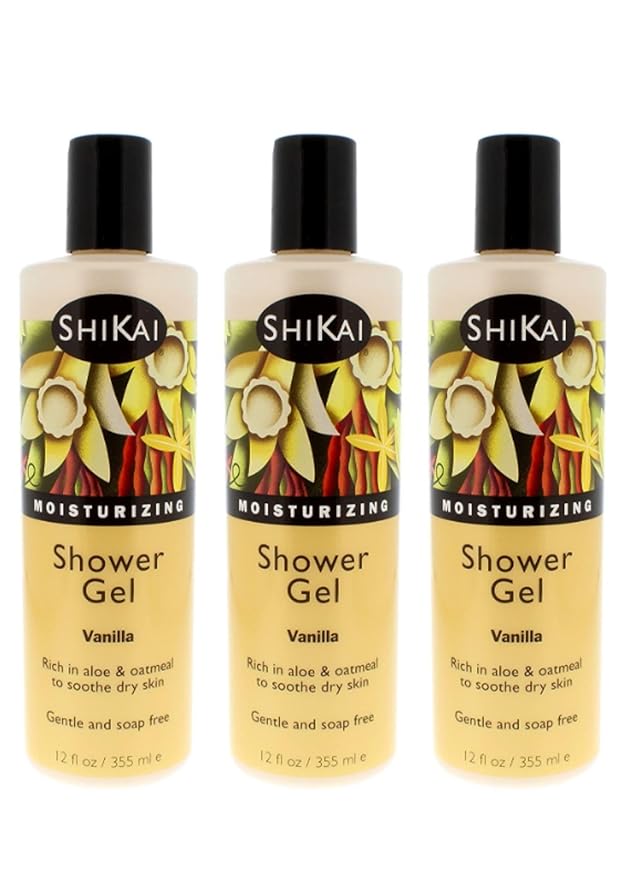 ShiKai Moisturizing Shower Gel Vanilla 12-Ounce Bottles (Pack of 3)