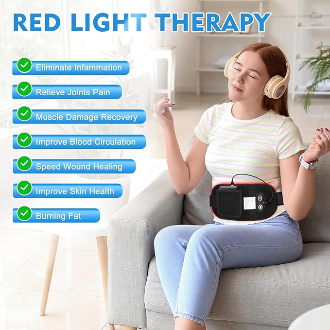Red Light Therapy for Body with 8000mAh Power Bank – 5050 60LED 3-Chip (660+850+660nm) 3 Modes / 2 Temp Levels / 3 Timers – Portable Wrap with Pocket &amp USB-C Cable