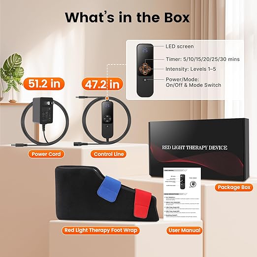 LIGHTIUM Red Light Therapy for Feet – FSA Eligible HSA Infrared Light Therapy Foot Wrap with 660nm Red &amp 850nm Near Infrared LEDs Heat Therapy &amp Timer for Neuropathy Joint Ankle Heel &amp