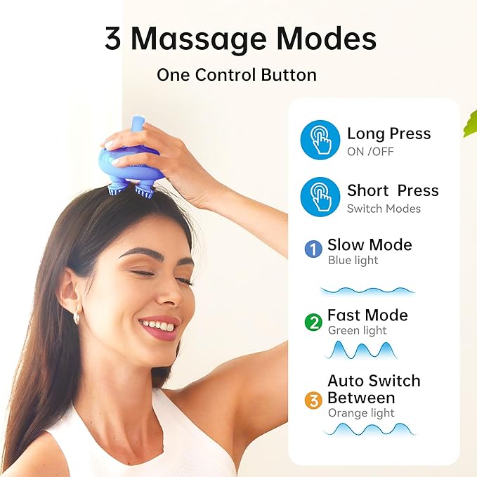 COMFIER Cordless Scalp Massager with 3 kneading Modes8 Claws Christmas Gift for WomenWaterproof Head Massage for Deep CleansingHead ScratcherBody MassagerCat Massage