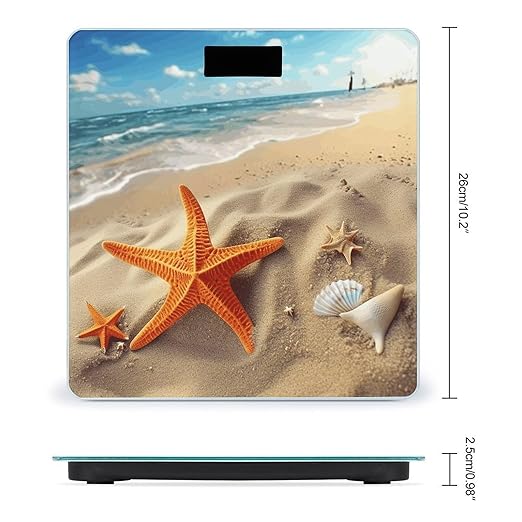 Sea Beach Starfish Scale with LCD Precision Weighing Scales Sturdy Tempered Glass Weight Scales Easy-to-Read Anti-Slip Weight Digital Bathroom Scale for Daily