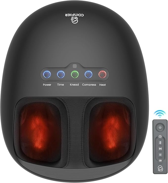 COMFIER Shiatsu Foot Massager with Heat for Plantar Fasciitis Neuropathy Deep Kneading Vibration Feet Massager for Mom Dad Men Women-Home Office Use