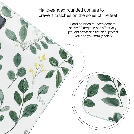 Smart Scale for Body Weight Digital Bathroom Weighing Scale Energy Saving Scale Watercolor Sage Green Leaf